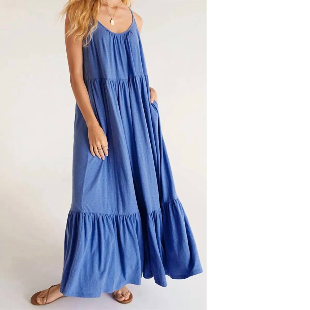 Nwt z supply lido slub maxi dress in pacific blue